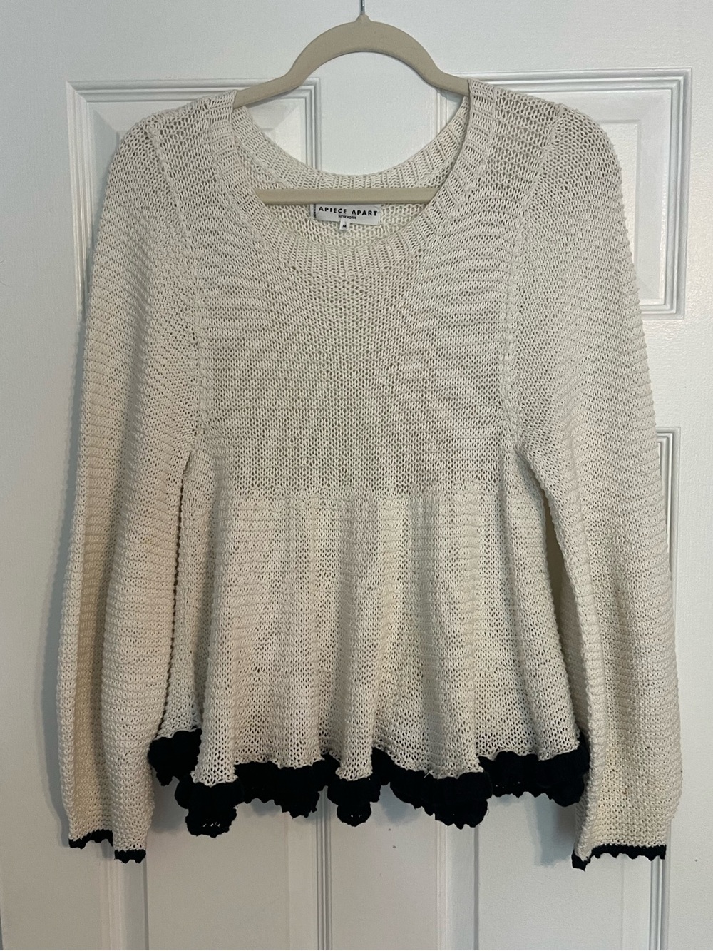 Apiece Apart Cream Sweater with Black Trim